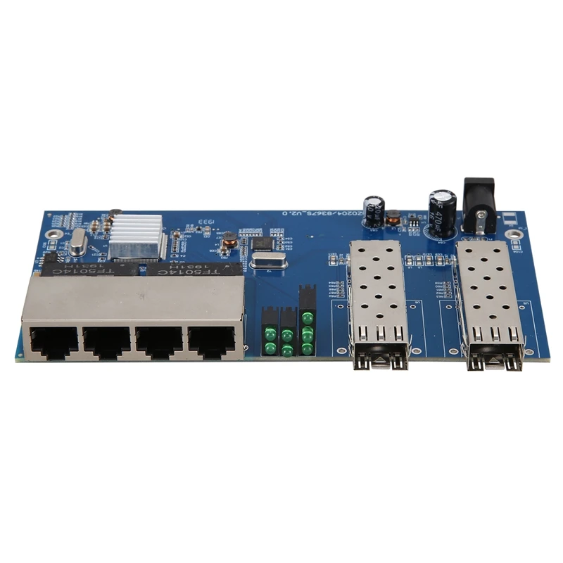

10/100/1000 м 4 RJ45 UTP и 2 SFP волоконно-оптический медиа-конвертер, гигабитная коммутационная плата Ethernet PCBA
