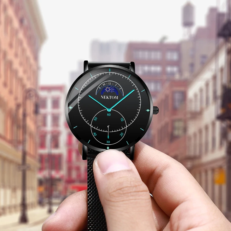 Роскошные мужские часы NEKTOM новинка 2020 водонепроницаемые светящиеся с