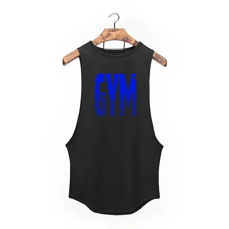 Mens Curved Hem Solid Gym Tanktop Sport Running Vest Training Athletic Stringers Bodybuilding Clothing Fitness Man Tank Tops | Спорт и