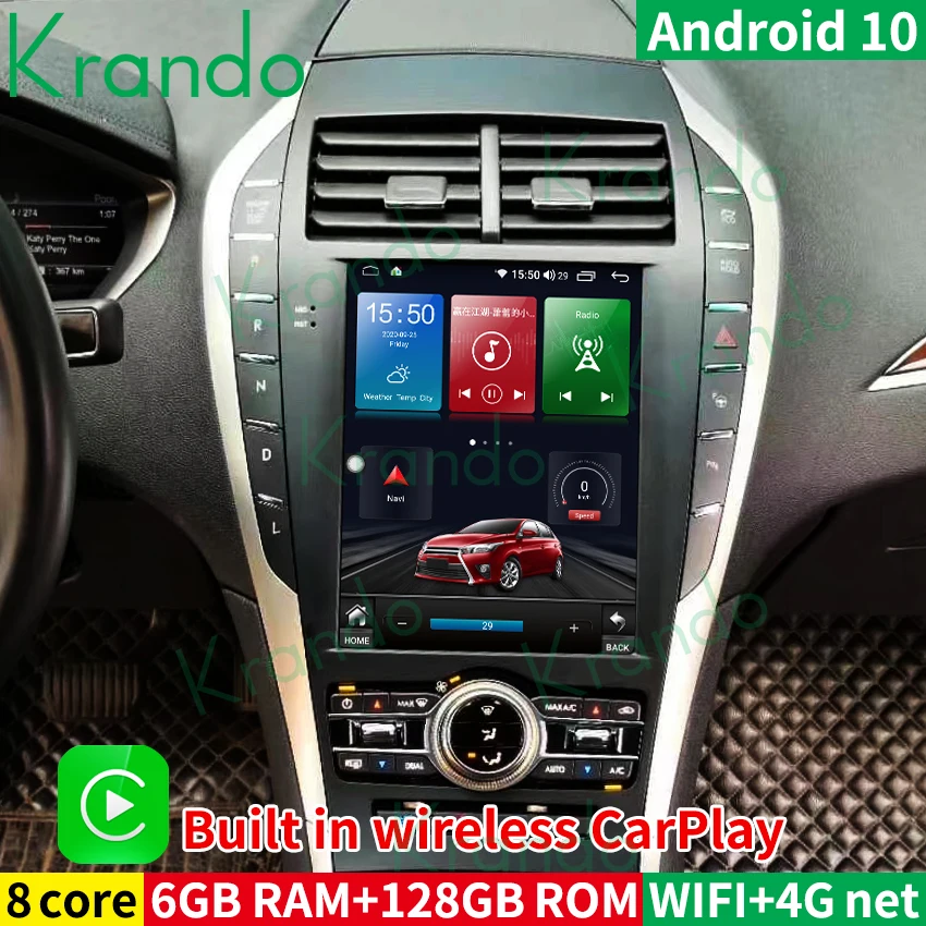 

Krando 10.4 IPS Screen Android 10.0 Tesla Style Vertical For Lincoln MKZ MKX 2013-2020 Car DVD Player Auto GPS Navigation