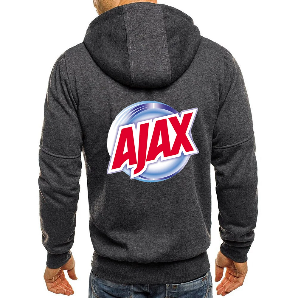 

AJAX Logo 2021 Print Custom Punk Casual Harajuku Gradient Color Hoodies Man Jacket Zip Up Punk Men's Leisure Sweatshirts