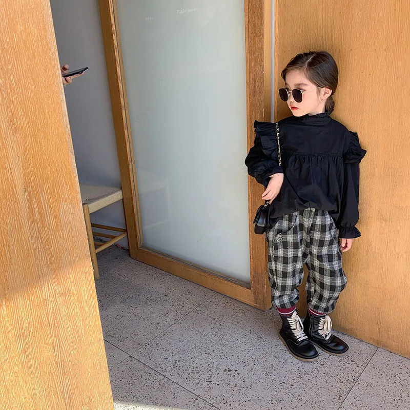 

New winter 2020 children's wear double layer thick Plaid baby loose flannel pants high quality keep warm trouser 2-41