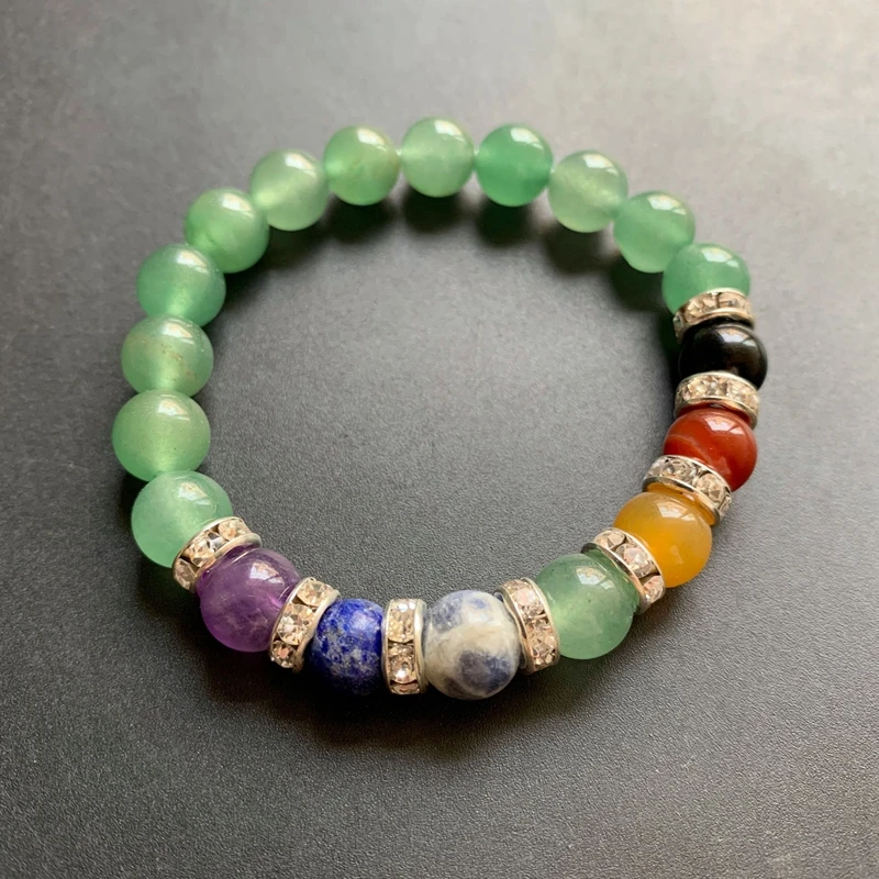 Натуральный камень зелёный авантюрин Исцеляющие хрустальные бусины 7 Чакра