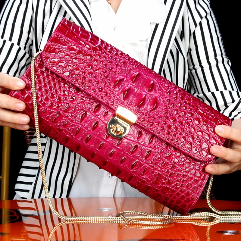 

Crocodile Leather High End Women's One Shoulder Bag New Design Fashion Luxury Genuine Leather Messenger Chain Slant Span Bags