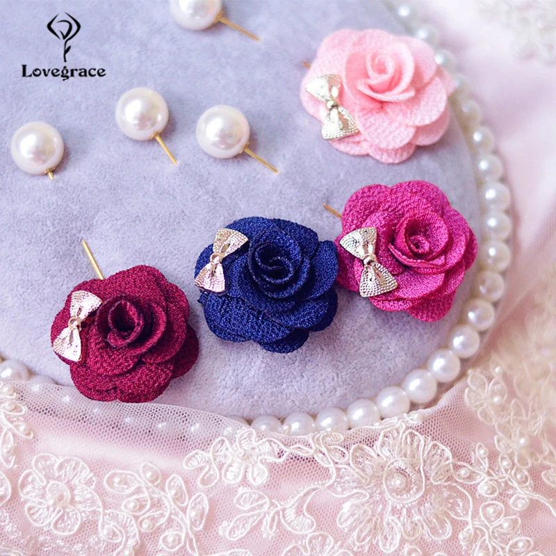 Бутоньерка Мужская Свадебная корсажная булавка тканевая Цветочная синяя брошь