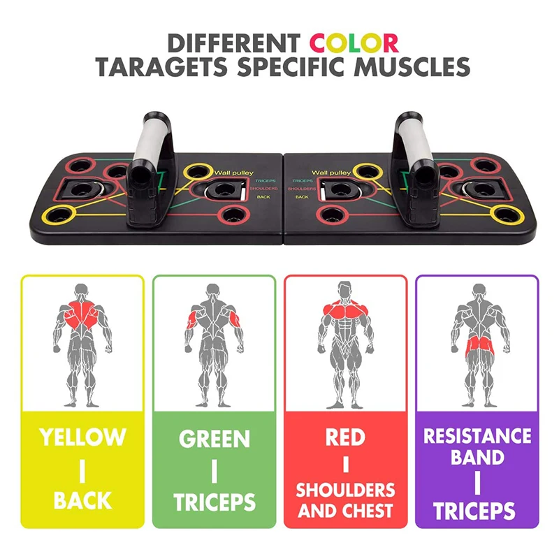 

9 in 1 Push Ups Stands Rack Board with Latex Resistance Bands Exercise Muscle Trainer Push up Stand Borad Gym Fitness Equipment