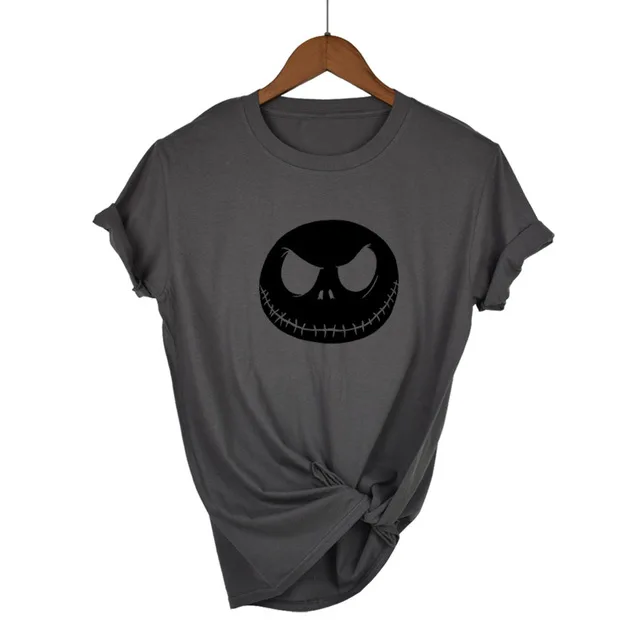 Dark Grey-B Харадзюку Кошмар перед Рождеством мультфильм Джек Скеллингтон женская футболка гримаса Лето хлопок хип хоп Уличная одежда - Цвет: Dark Grey-B