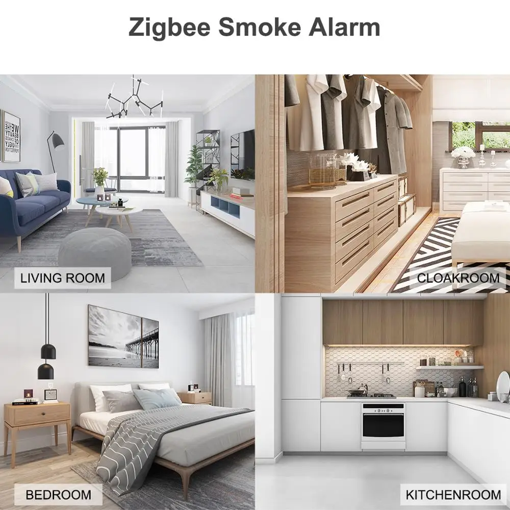 Смарт-детектор дыма Tuya ZigBee детектор с питанием от батареи и фотоэлектрическим