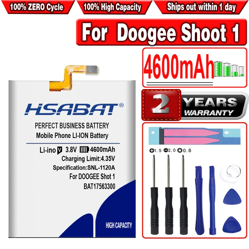 Аккумулятор HSABAT 4600 мАч BAT17563300 Для Doogee Shoot 1 Shoot1 экран 5 дюйма|Аккумуляторы для
