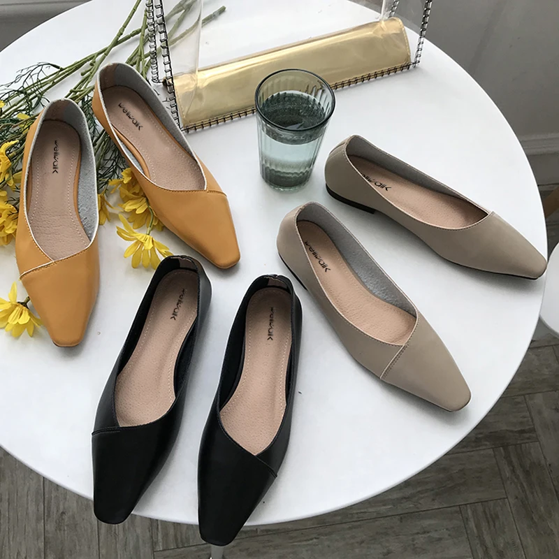 Дизайнерская обувь на плоской подошве Женские балетки с острым носком в