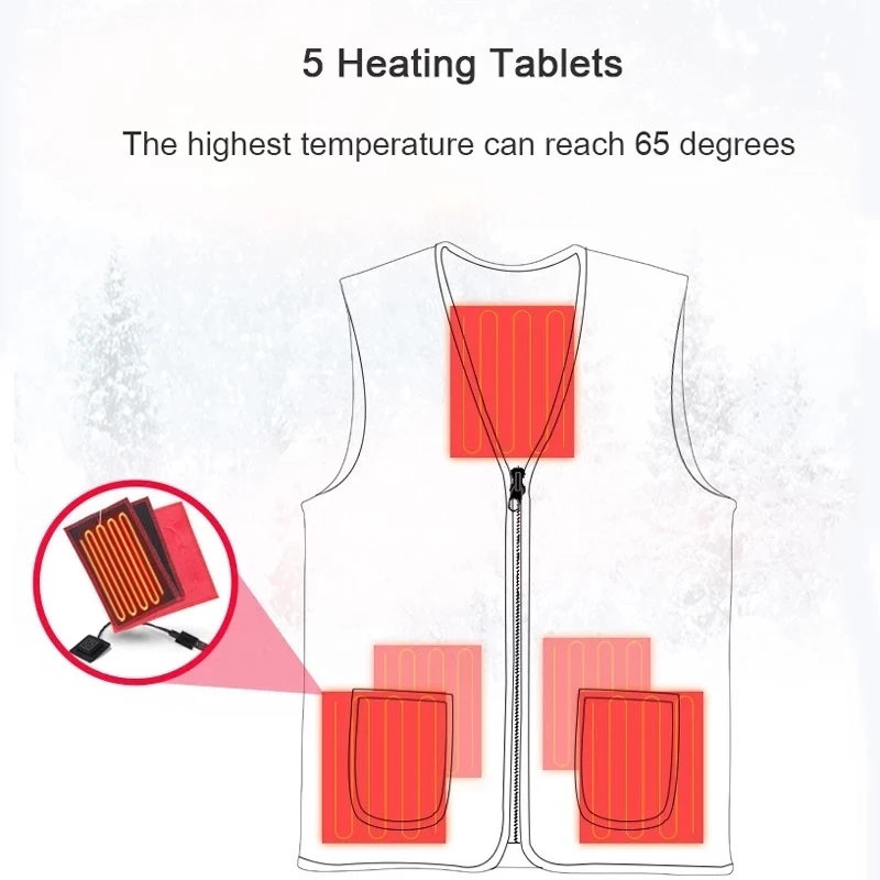 Жилет с подогревом моющийся жилет регулируемой температурой и зарядкой от USB
