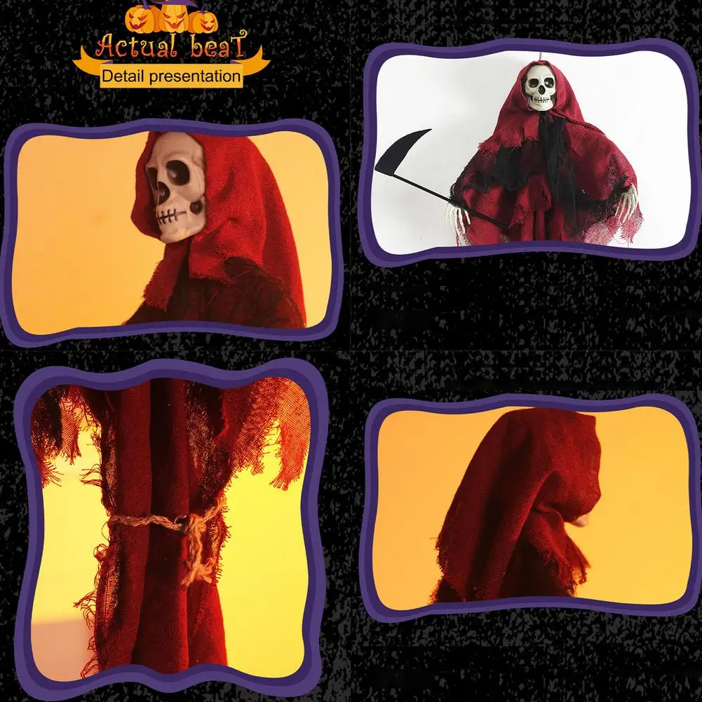 Хэллоуин подвесной призрак страшный красный череп и серп Мрачный Жнец