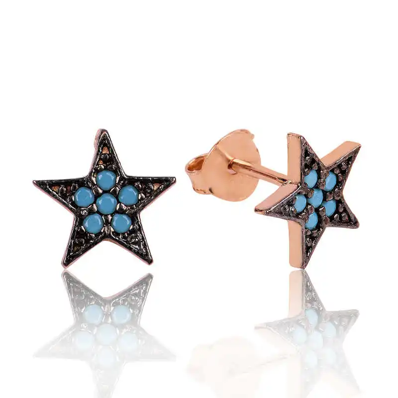 

Silverlina Silver Blue Stone Star Studded Earrings
