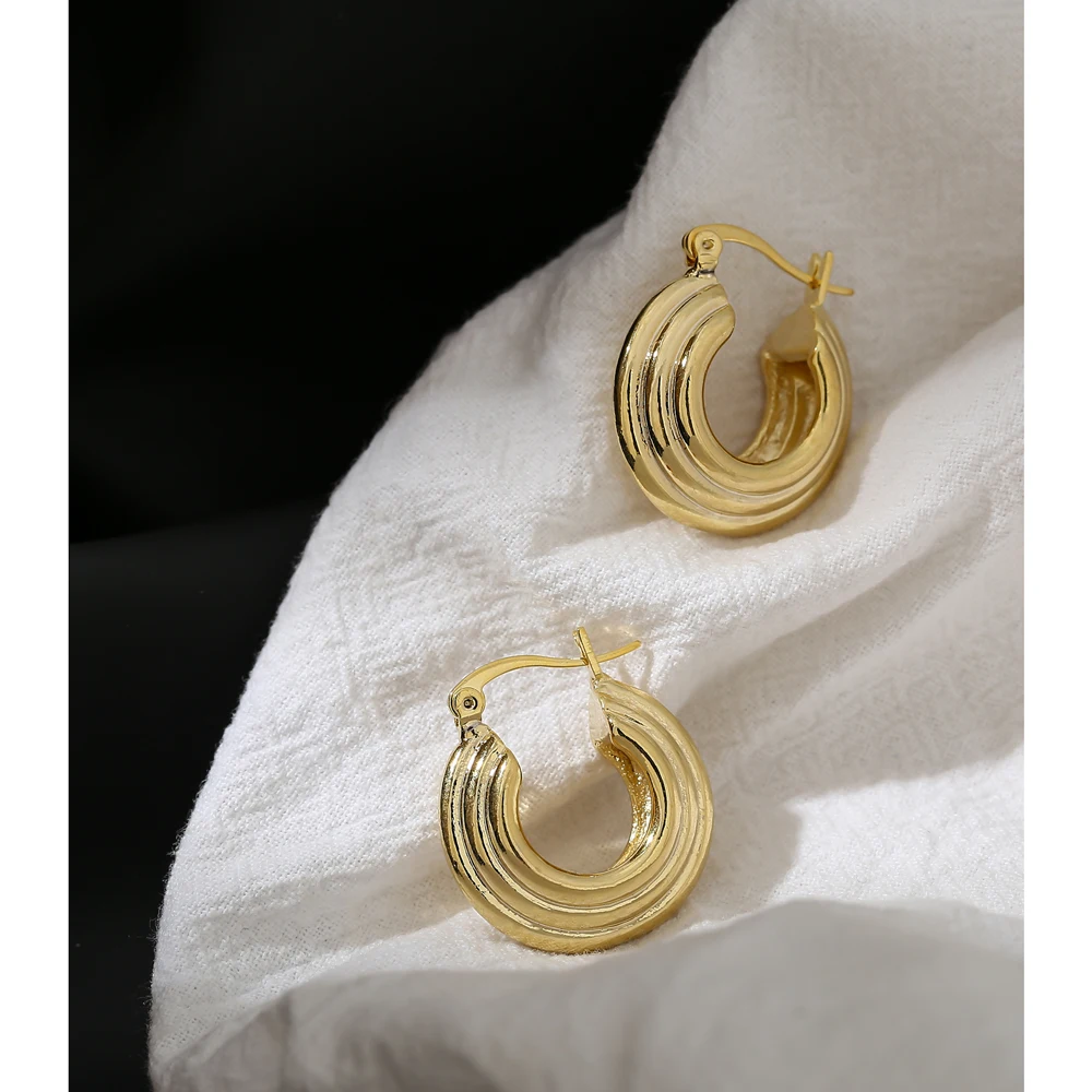 Модные круглые серьги кольца YMYW для женщин золотистые металлические медные