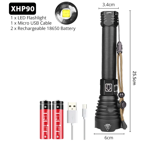 XLamp XHP90 самый мощный Usb масштабируемый светодиодный флэш-светильник Xhp70.2 тактический флэш-светильник фонарь 26650 или 18650 Аккумулятор для охоты - Испускаемый цвет: Option F