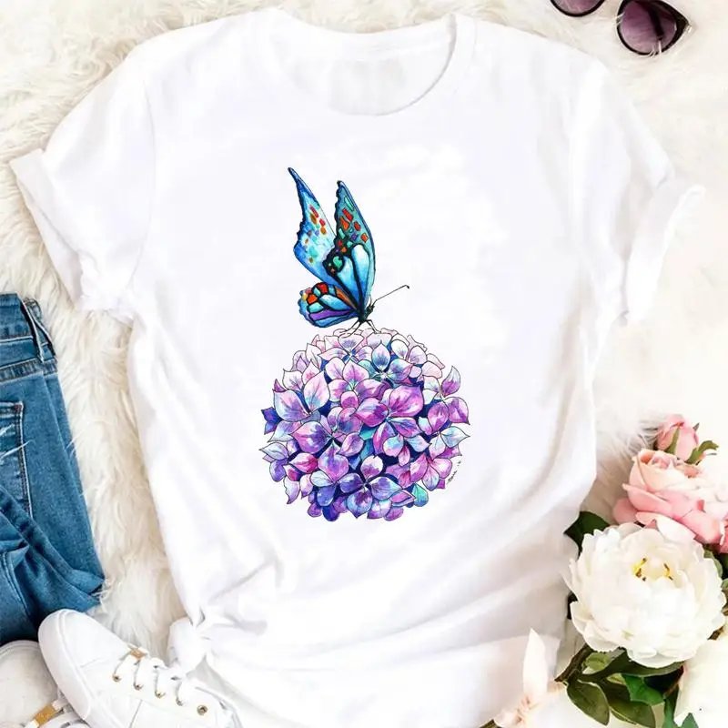 

Women Summer Flower Watercolor Aesthetic Floral 90s Cartoon Sweet Tshirts vogue Clothes Stylish T Top Lady Print Tee T-Shirt