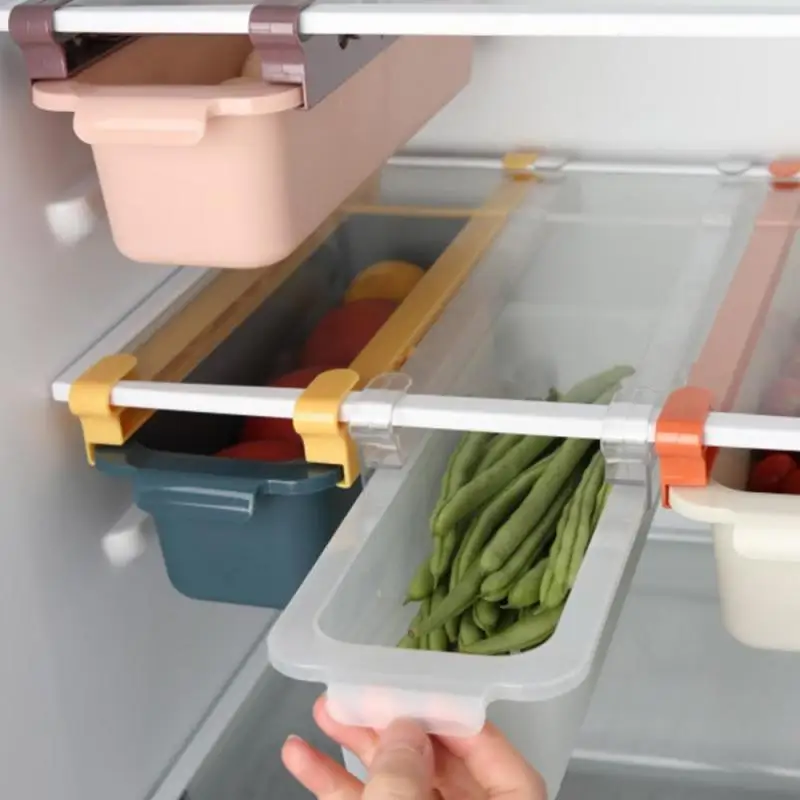 

Регулируемый пластиковый ящик для холодильника, органайзер, корзина для хранения, подвесные выдвижные ящики, разделитель для свежести, мно...