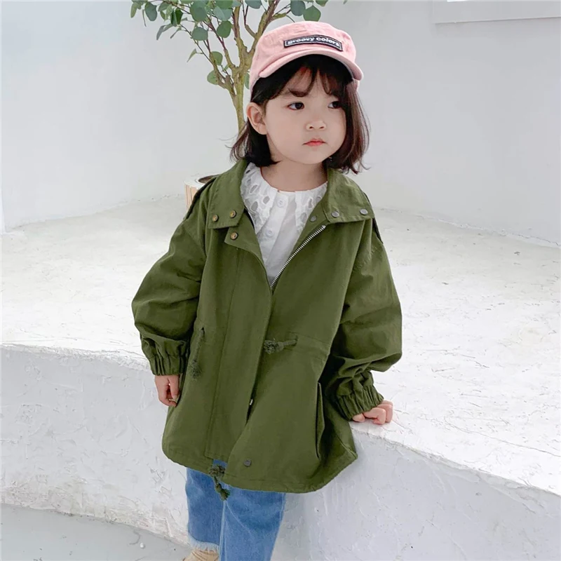 Тренч для девочек двубортные куртки одежда топы детская ветровка