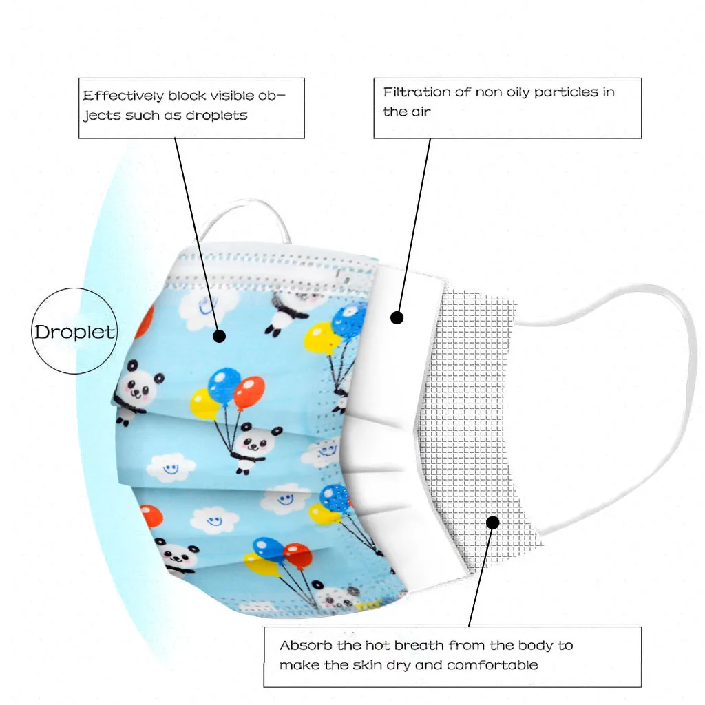 50 шт./коробка Детская одноразовая маска с фильтром | Тематическая одежда и