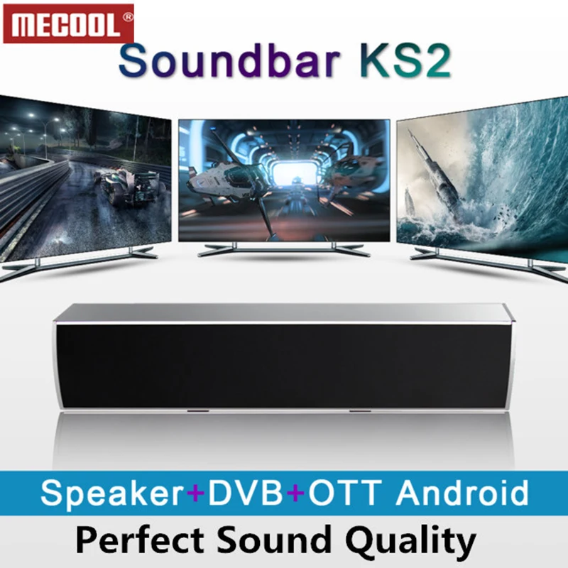 Silver MECOOL звуковая панель с реверсивным звуковым KS2 S905 OTT прозрачный Динамик Quad-core Android ТВ BOX Поддержка DVB-T2 IP ТВ box Android set top tv BOX - Цвет: Silver
