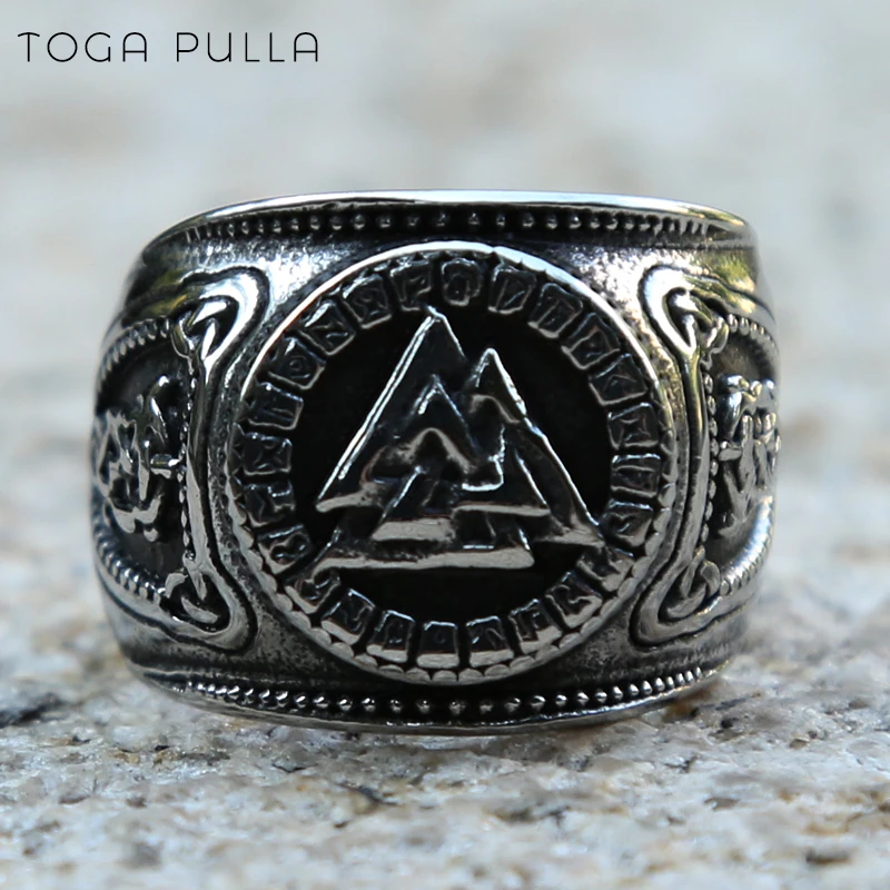 Мужское Скандинавское кольцо викинга из нержавеющей стали руны компас