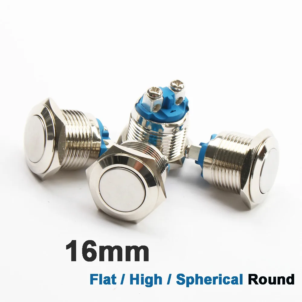 Металлический кнопочный переключатель IP67 водонепроницаемый никелированный