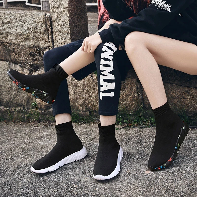

High-top sports shoes women's socks sports shoes men's running shoes men's sports training shoes black tennis winter