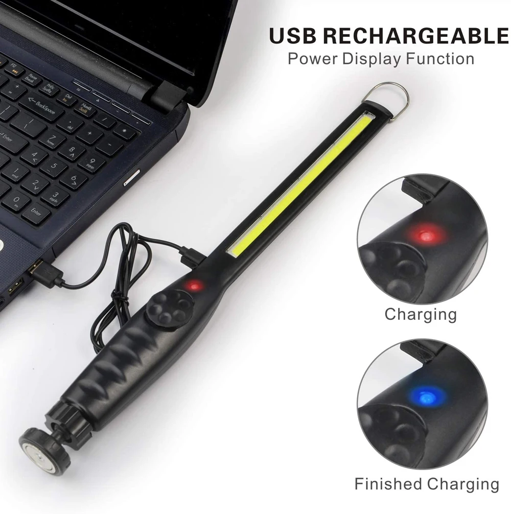 USB Rechargeable COB LED Work Light Portable Magnetic Cordless Inspection For Car Repair Home Workshop Emergency | Лампы и освещение