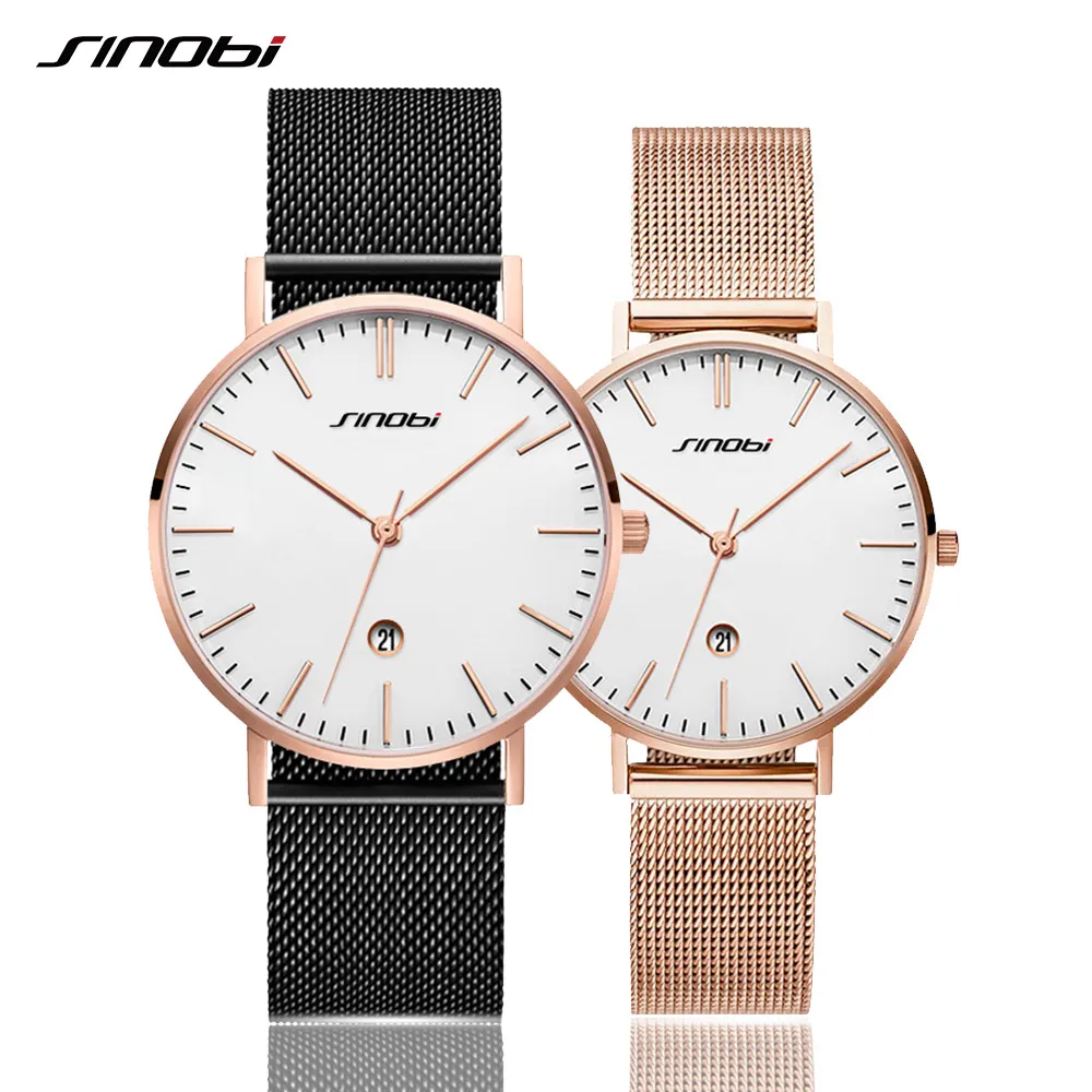 

SINOBI SET Luxury brand Lovers Couple Quartz Wristwatches Mens Women Watches erkek kol saati Lovers Series Clock Relojes Mujer