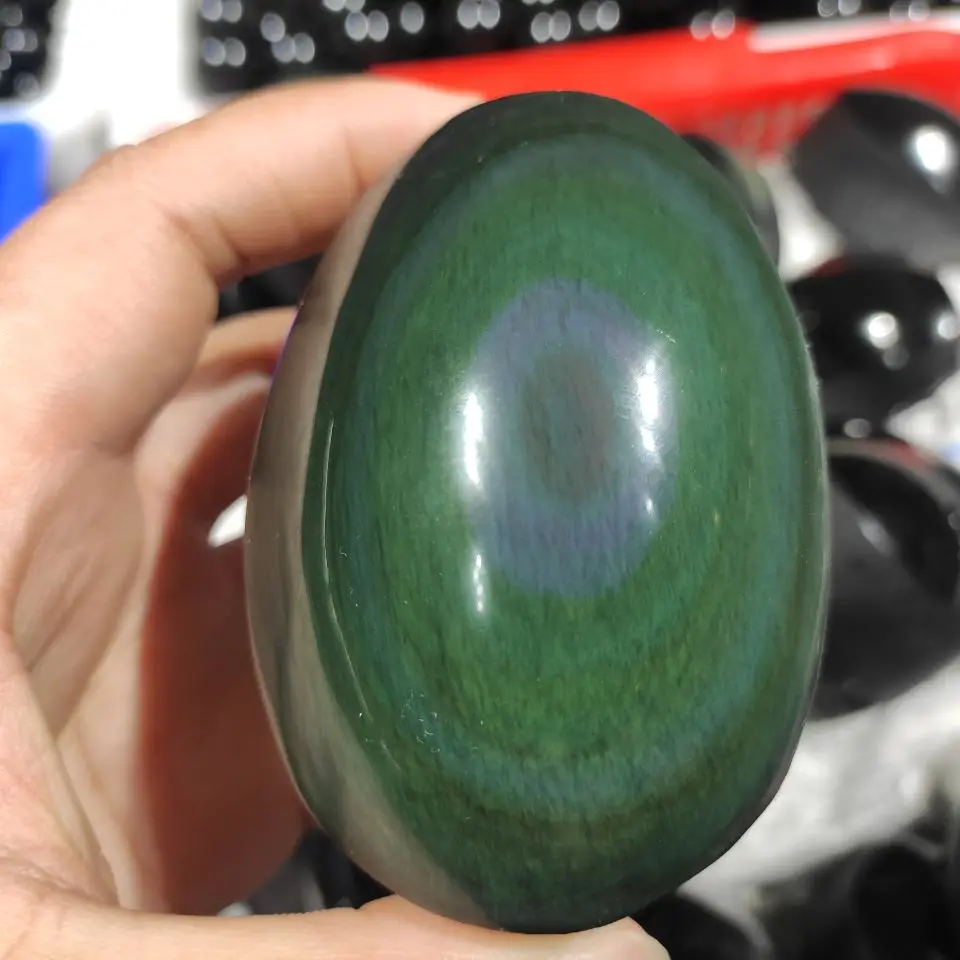 1 шт. натуральный обсидиан кварцевый кристалл Радужный глаз ручная игра