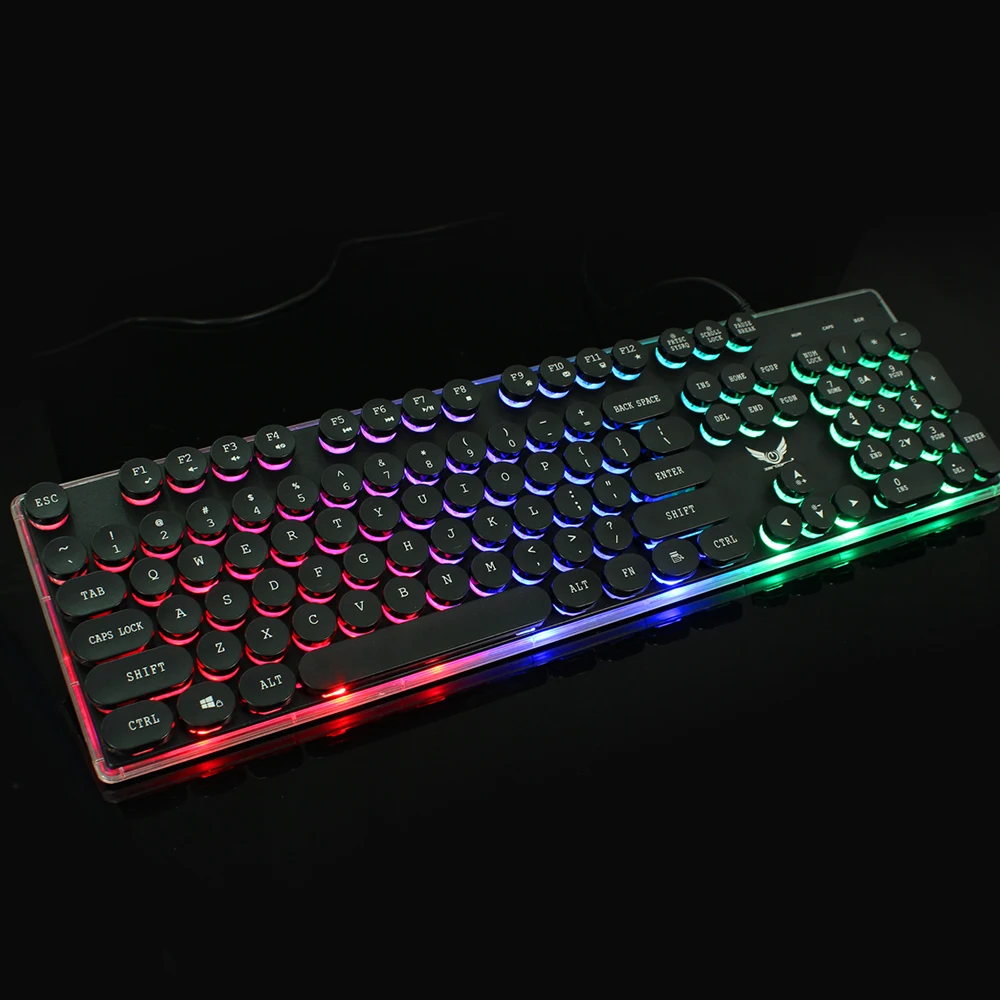 ZERODATE Проводная игровая клавиатура мышь набор комбинированная металлическая панель 104 клавиш стимпанк Красочные смешанные игровая клавиатура с подсветкой