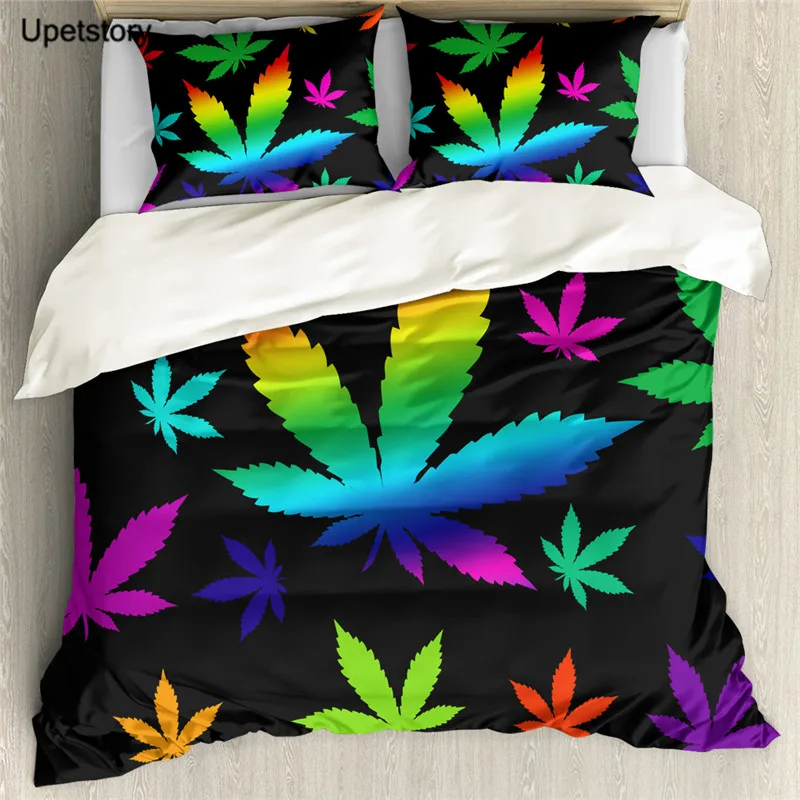 

Кленовый семейный набор из 3 предметов, комплект пододеяльников, пододеяльник с красочными листьями сорняков, наволочка, современный домаш...