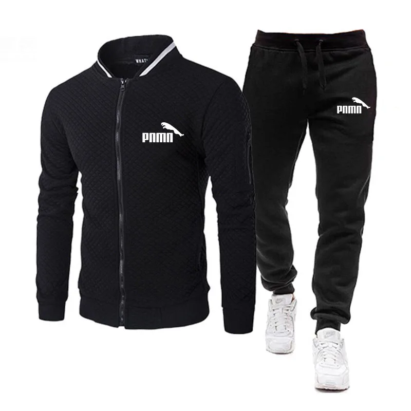 

New men's casual sports hooded sweater + pants 2-piece set spring autumn jogging jacket zipper cardigan sports men's suit 2021