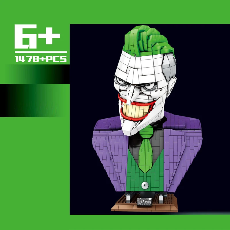 Известный antihero изображения в стиле Джокер бюст рисунок мс строительный блок