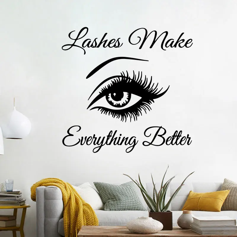 

Wall Art Sticker Eyelashes Lashes Extension Decal Salon Quote Mural Decor/Black