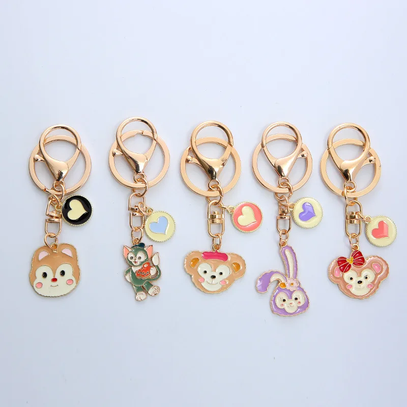 

Disney StellaLou Keychain Cute Duffy Bear Metal Enamel Keyring Fashion Girl Heart Bag Ornament Key Chain Car