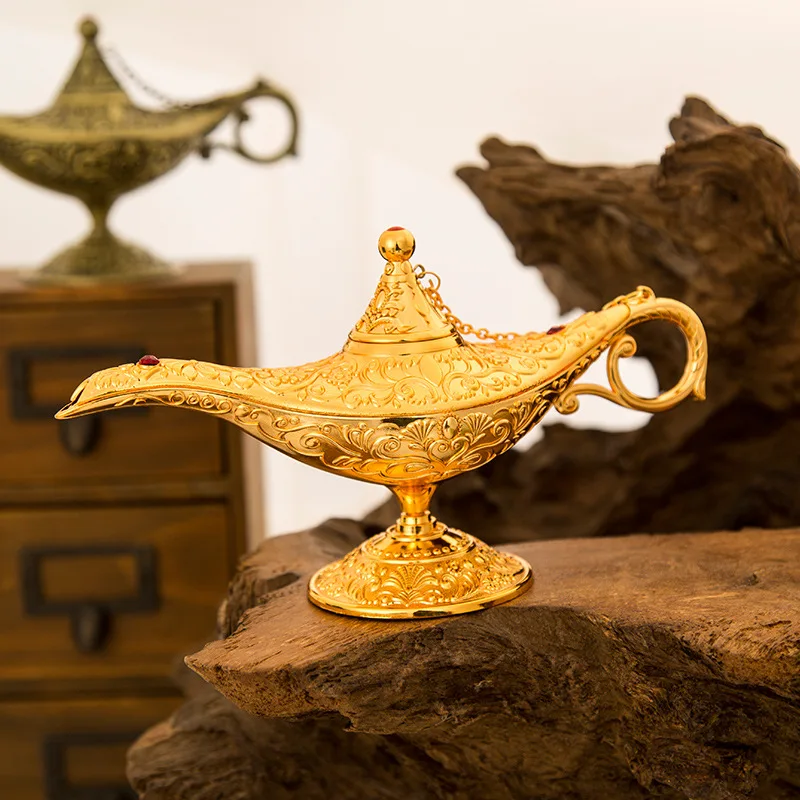 

Saideke металлическая Золотая лампа в стиле ретро Aladdins, искусственные миниатюры для домашней мебели, гостиной, деловые свадебные подарки