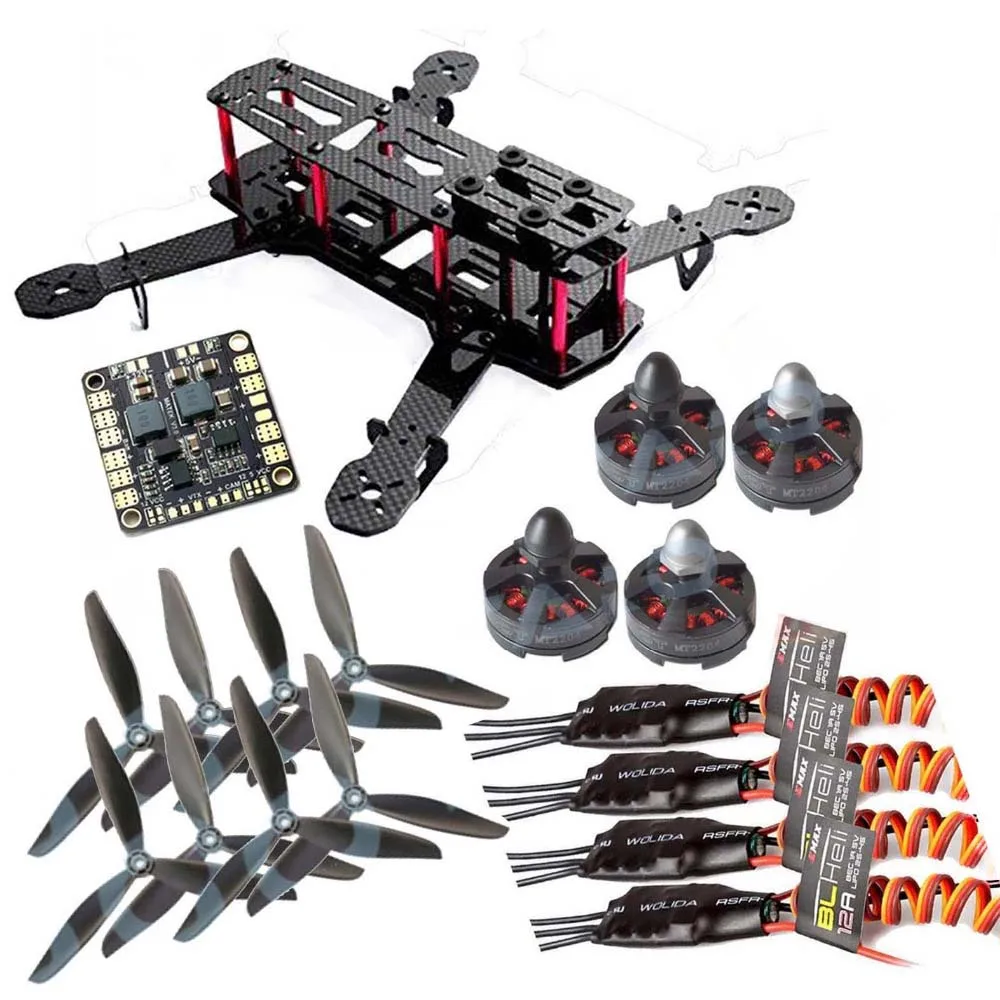 DIY QAV250 карбоновый Дрон Квадрокоптер MT2204II 2300KV двигатель BLHeli 12A ESC CC3D Контроллер