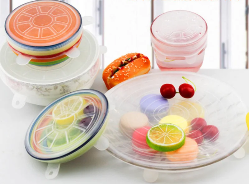 6 вещей/1 комплект набор экологически чистая силиконовая крышка для еды