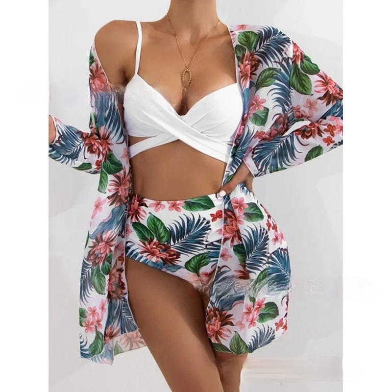

2021 New Swimsuit Three-piece Bikini Mesh Split Swimsuit Women Bikini Set Swumsuit Woman Sexy Bikini Mini Bathing Suit Women