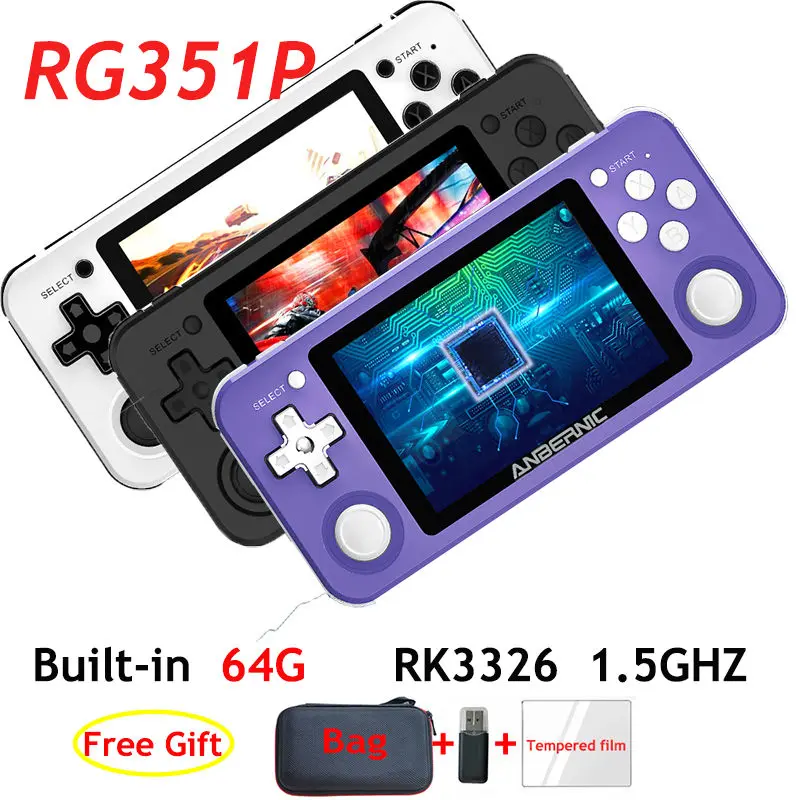 

RG351P Retro game RG350P Video games Upgrade game console ps1 game 64bit opendingux 3.5 inch RG350P Child gift