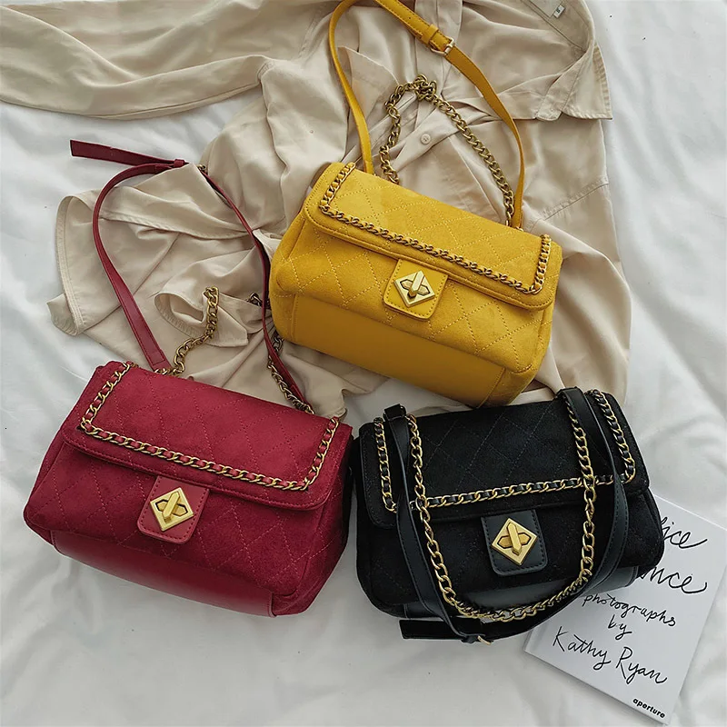 Женская сумка через плечо с цепочкой однотонная небольшая | Багаж и сумки