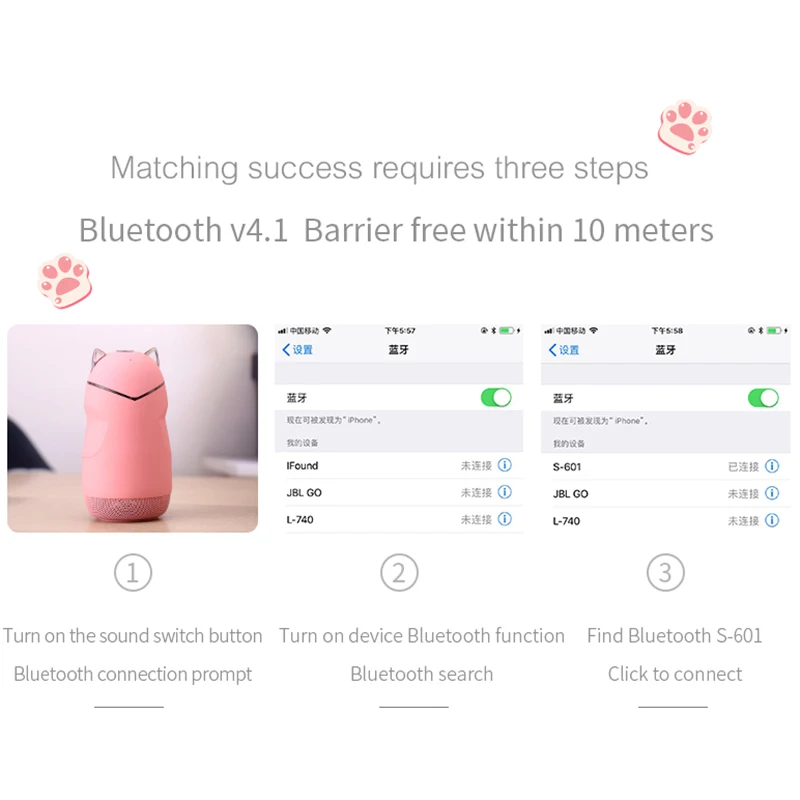 Портативный мини беспроводной Bluetooth динамик милый Кот форма прочный s со