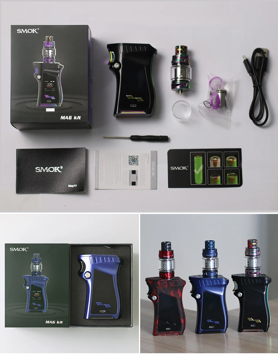 Vape Smok MAG Комплект Elektronik Sigara225W коробка мод испаритель FV12 Prince POD бак катушки сигареты электронная сигарета атомайзер S168
