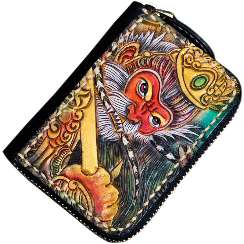 Мини-кошелек на молнии для мужчин и женщин Дамский бумажник из натуральной кожи с