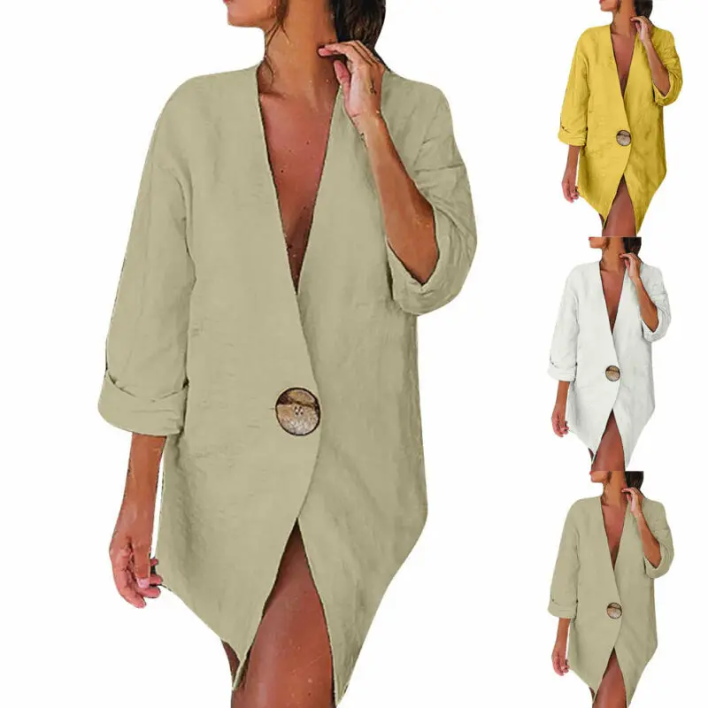 Новинка 2019 Модный женский осенне зимний Блейзер длинный рукав кардиган