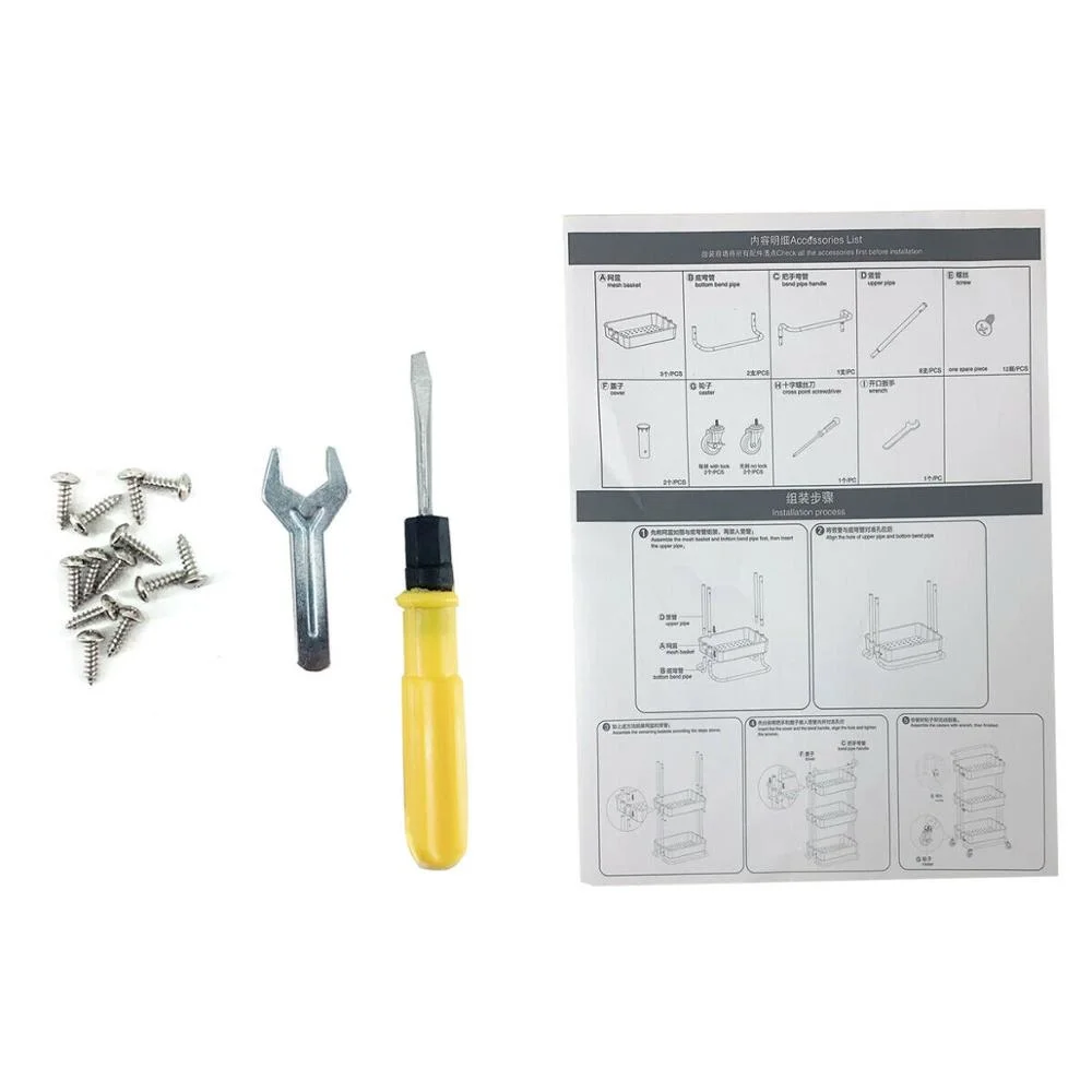 

3 Tier Kitchen Trolley Storage Multi Layer Storage Trolley Rack Cart Storage Trolley on Wheels Utility Metal Trolley Car Shelf