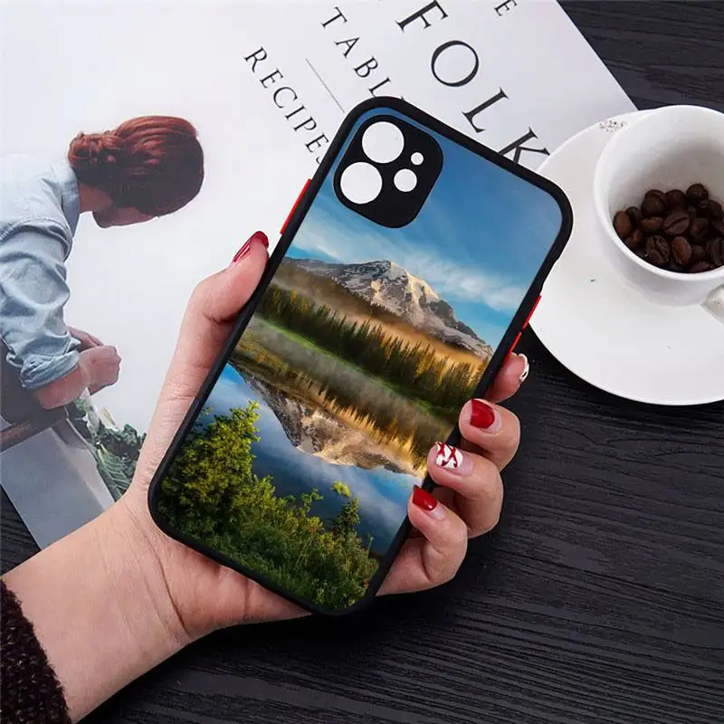 

Landscape mountain water Phone Case Transparent Matte for iPhone 7 8 11 12 s mini pro X XS XR MAX Plus cover funda