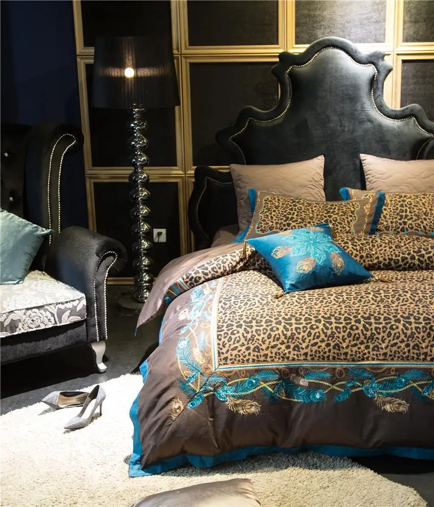 Комплект постельного белья из 4/7 предметов роскошный коричневый кофейный