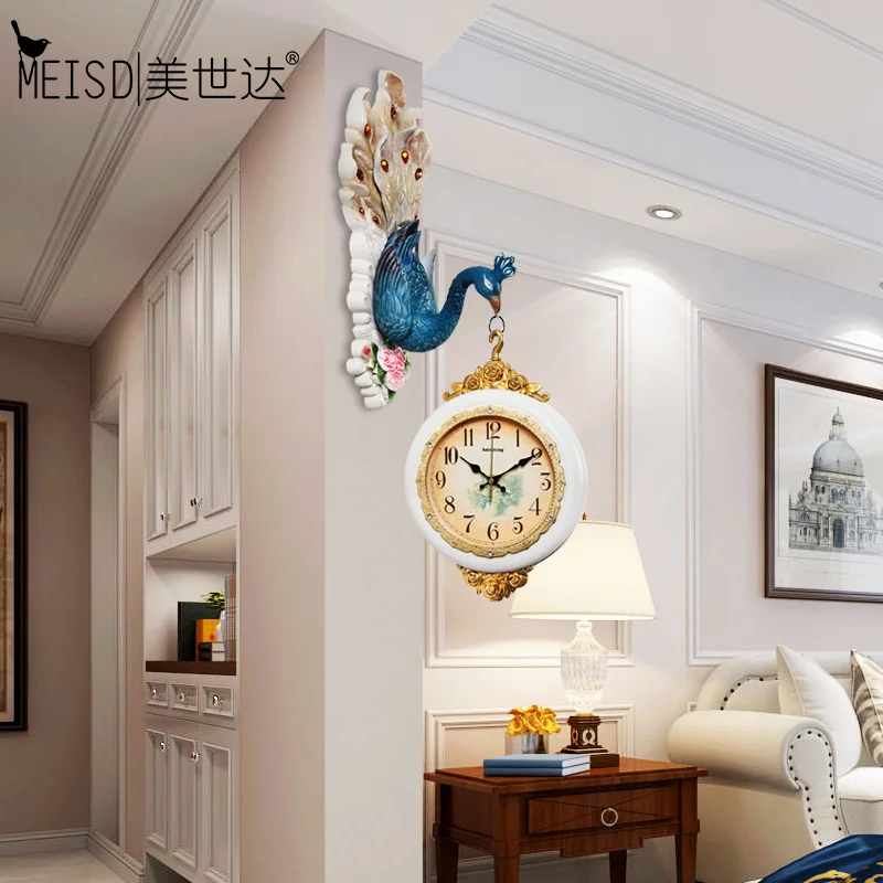 MEISD 2020 Качественные полимерные 3D Двухсторонние настенные часы кварцевые